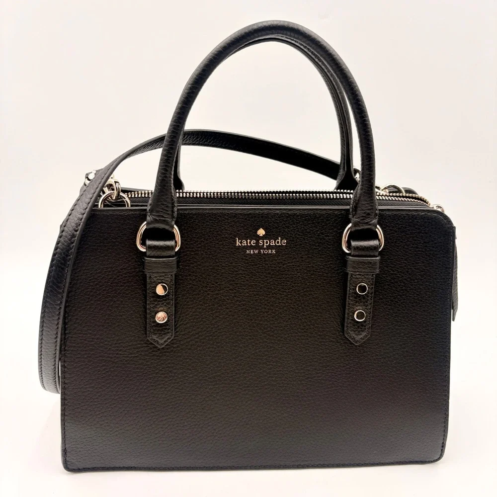 Kate Spade Mulberry Street Lise Black Pebbled Leather Satchel Bag K1115 NWT